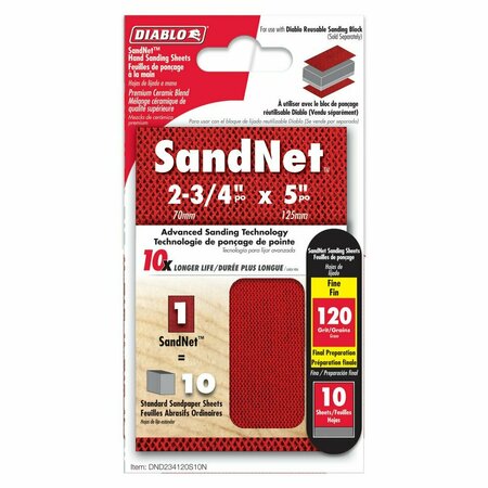 DIABLO SandNet 5 in. L X 2-3/4 in. W 120 Grit Medium Block Hand Sanding Pad DND234120S10N